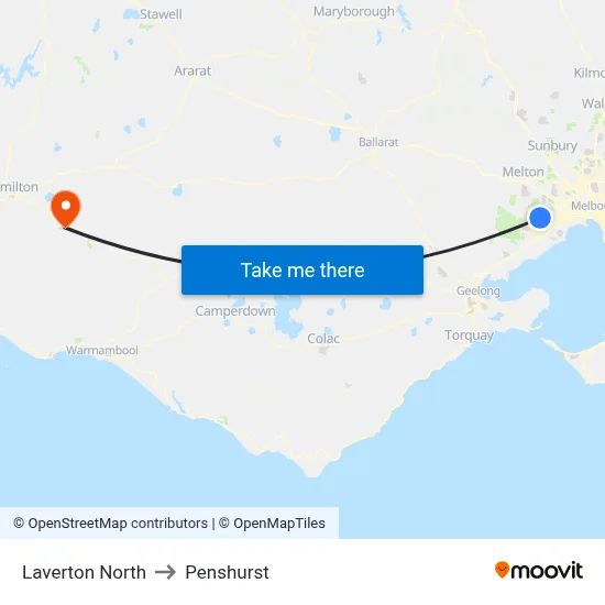 Laverton North to Penshurst map