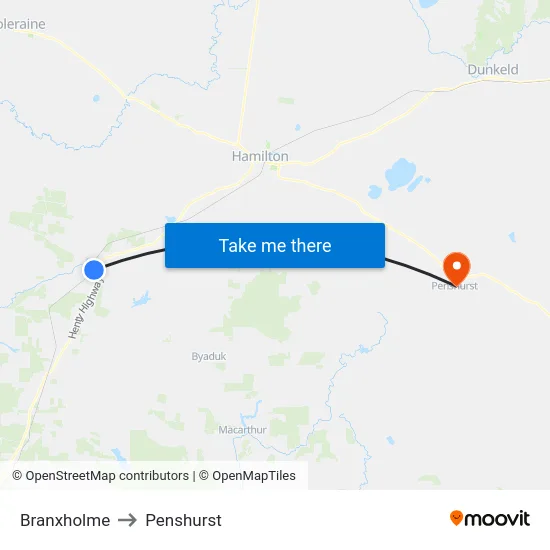 Branxholme to Penshurst map