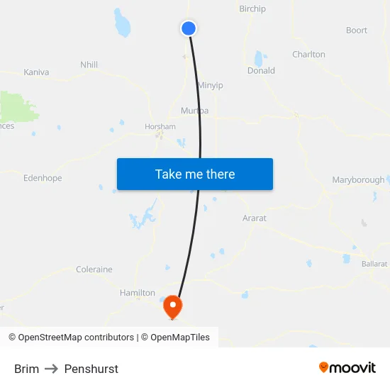 Brim to Penshurst map