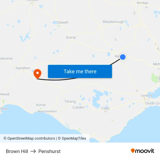Brown Hill to Penshurst map