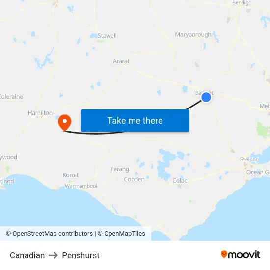 Canadian to Penshurst map