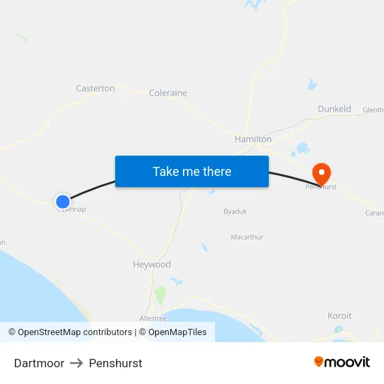 Dartmoor to Penshurst map