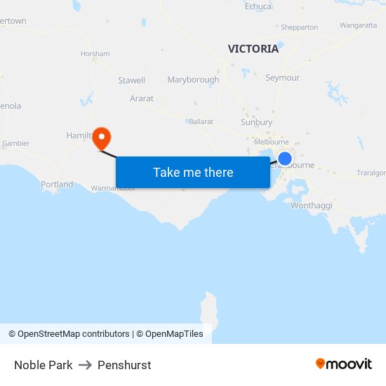 Noble Park to Penshurst map