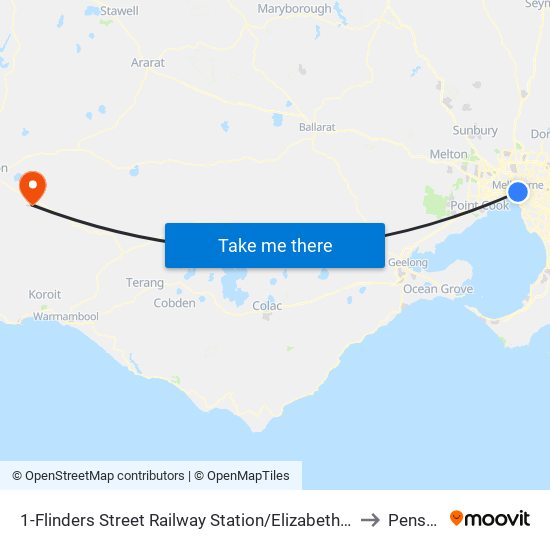 1-Flinders Street Railway Station/Elizabeth St (Melbourne City) to Penshurst map