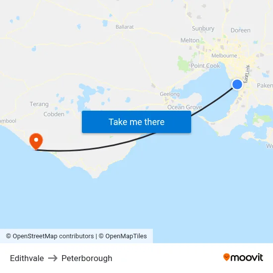Edithvale to Peterborough map