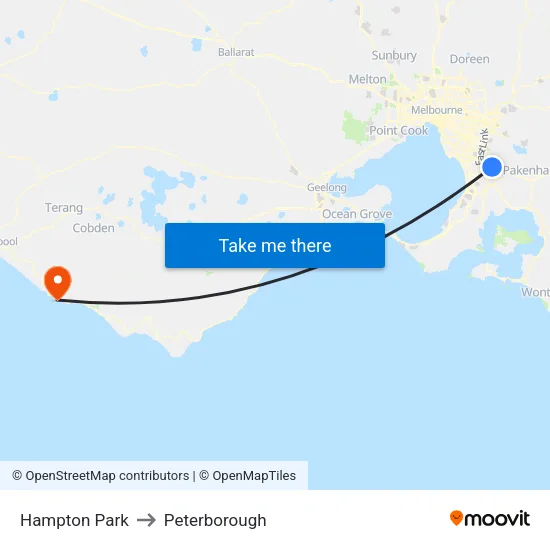 Hampton Park to Peterborough map