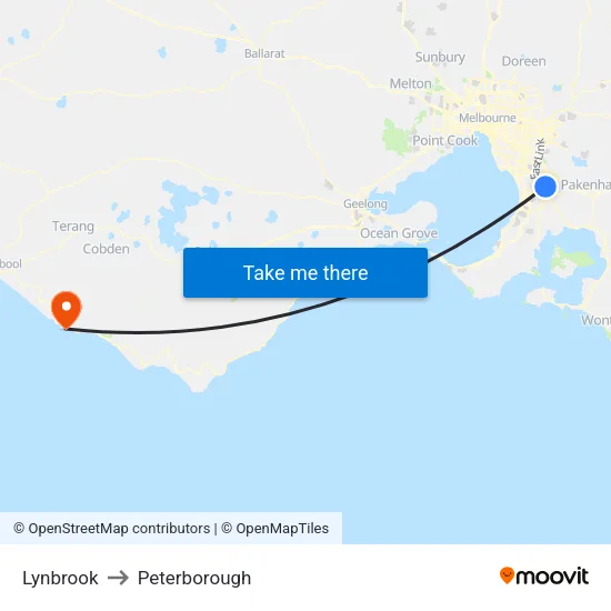 Lynbrook to Peterborough map