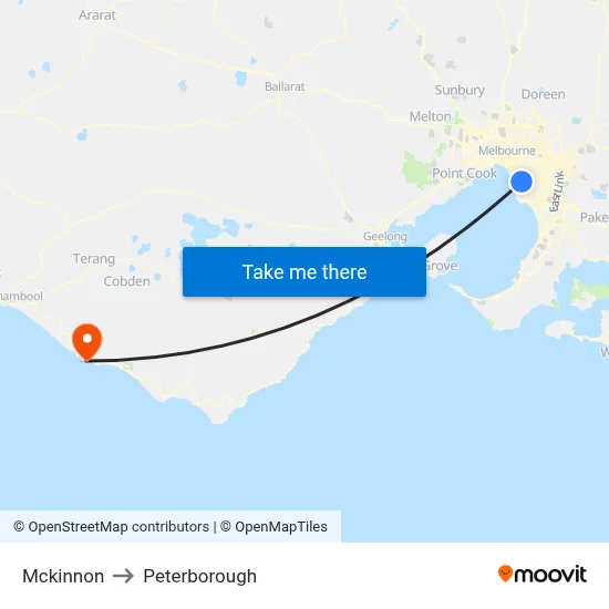 Mckinnon to Peterborough map