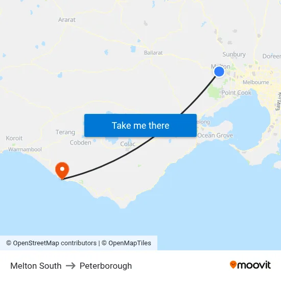 Melton South to Peterborough map