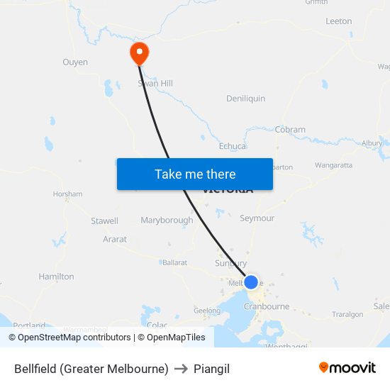 Bellfield (Greater Melbourne) to Piangil map