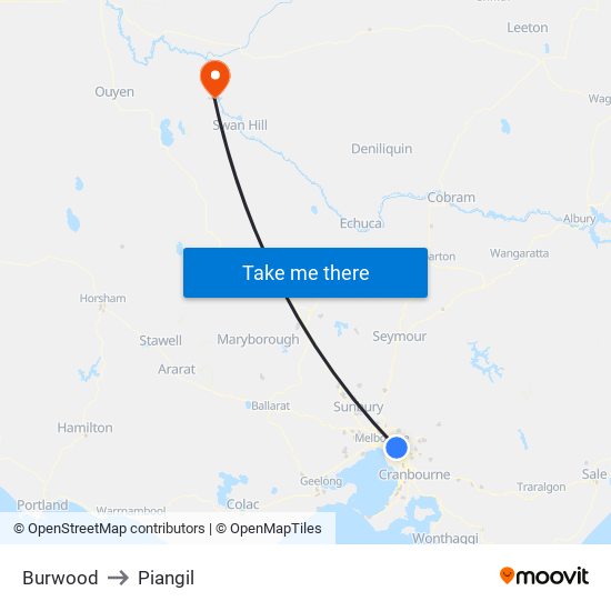 Burwood to Piangil map