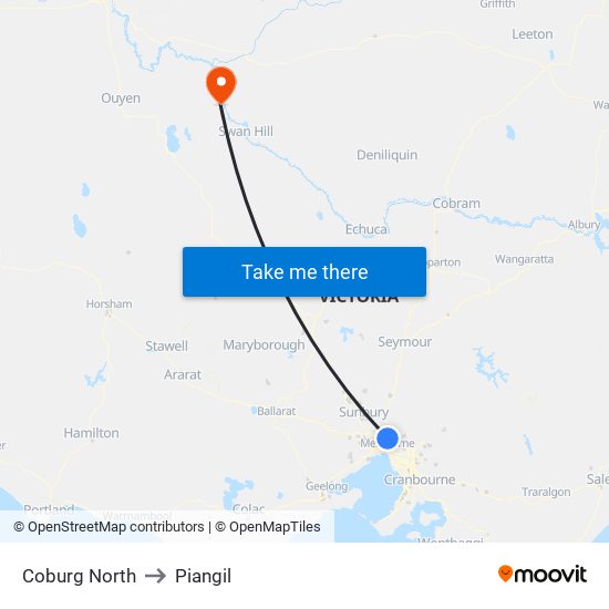 Coburg North to Piangil map