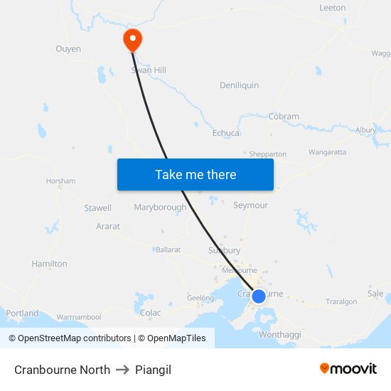 Cranbourne North to Piangil map