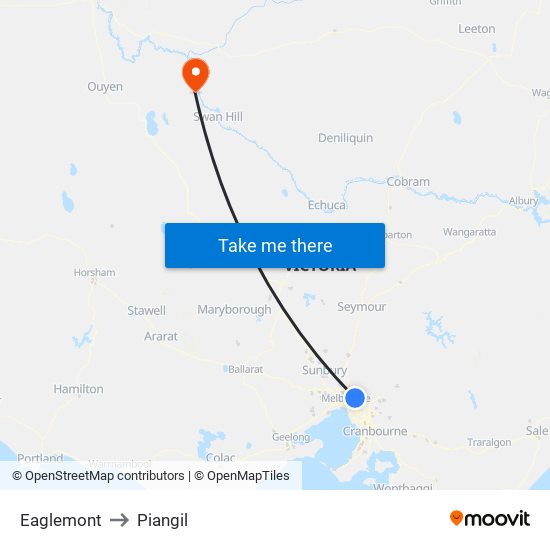 Eaglemont to Piangil map