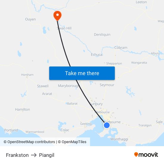 Frankston to Piangil map