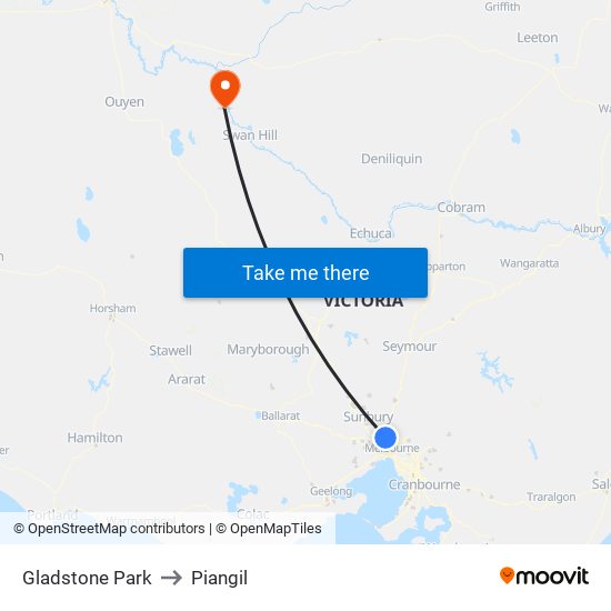 Gladstone Park to Piangil map