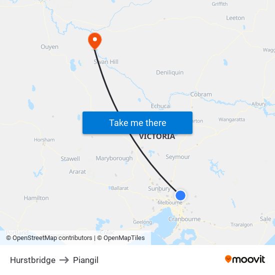 Hurstbridge to Piangil map