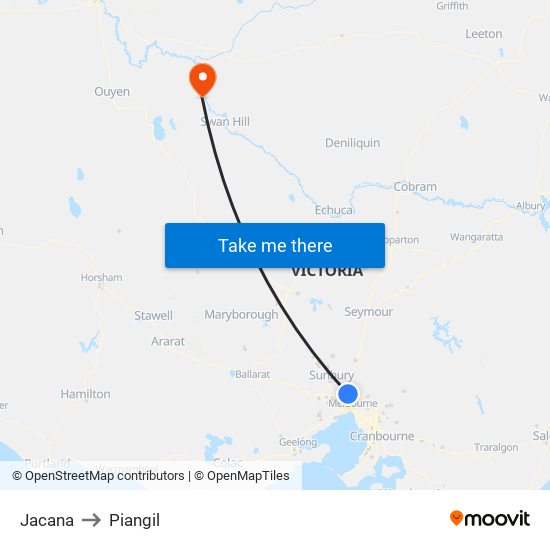 Jacana to Piangil map