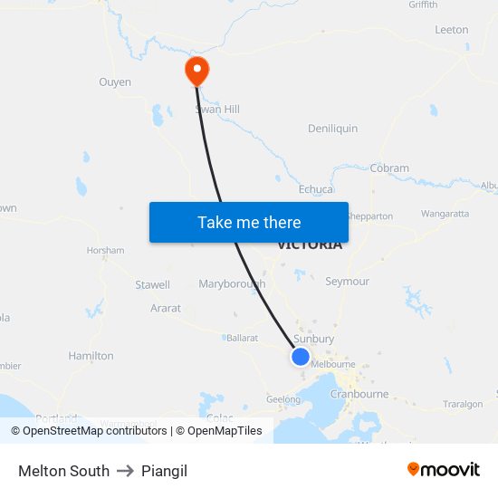 Melton South to Piangil map