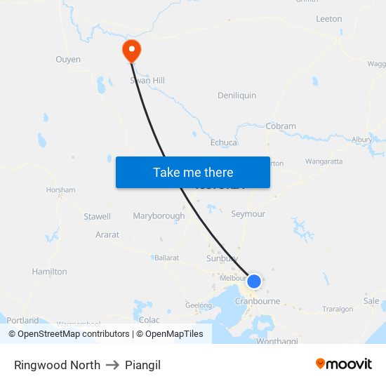 Ringwood North to Piangil map