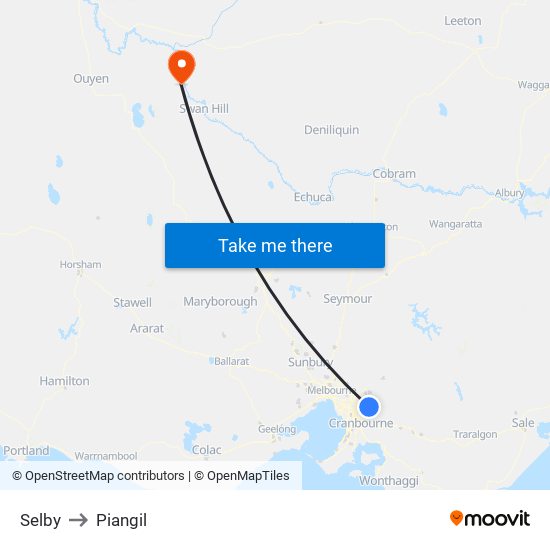 Selby to Piangil map