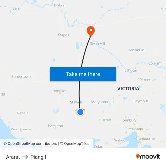 Ararat to Piangil map