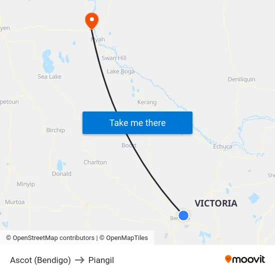 Ascot (Bendigo) to Piangil map