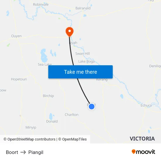 Boort to Piangil map