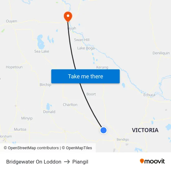 Bridgewater On Loddon to Piangil map