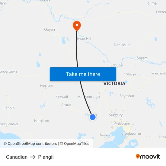 Canadian to Piangil map