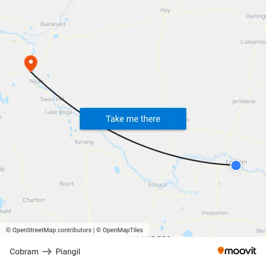 Cobram to Piangil map