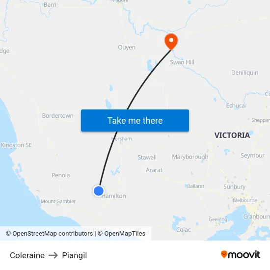 Coleraine to Piangil map