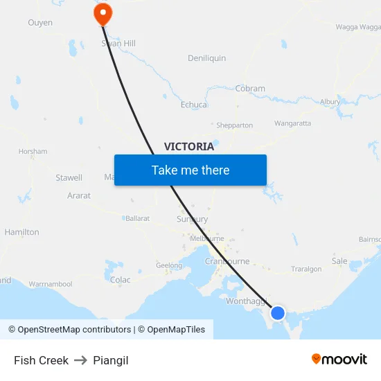 Fish Creek to Piangil map