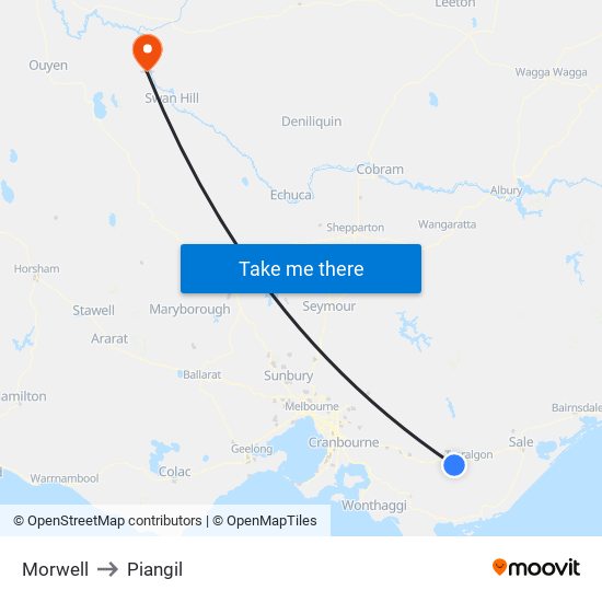 Morwell to Piangil map