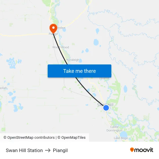 Swan Hill Station to Piangil map
