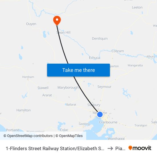 1-Flinders Street Railway Station/Elizabeth St (Melbourne City) to Piangil map