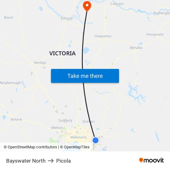 Bayswater North to Picola map