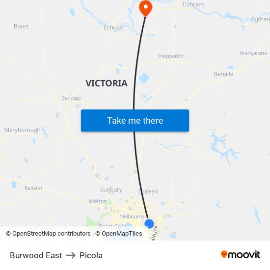 Burwood East to Picola map