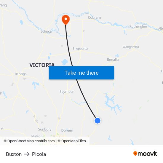 Buxton to Picola map