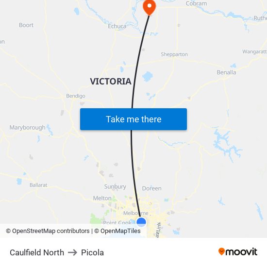 Caulfield North to Picola map