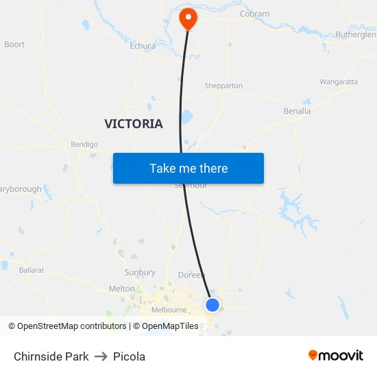 Chirnside Park to Picola map