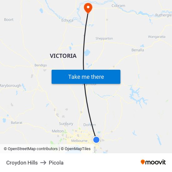 Croydon Hills to Picola map