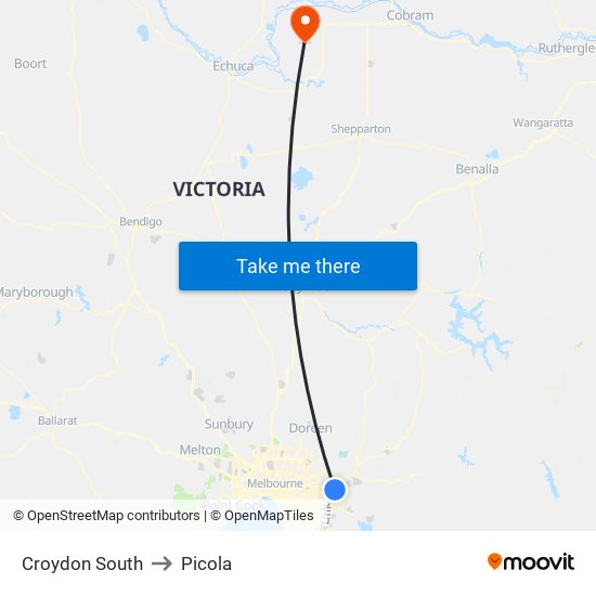 Croydon South to Picola map