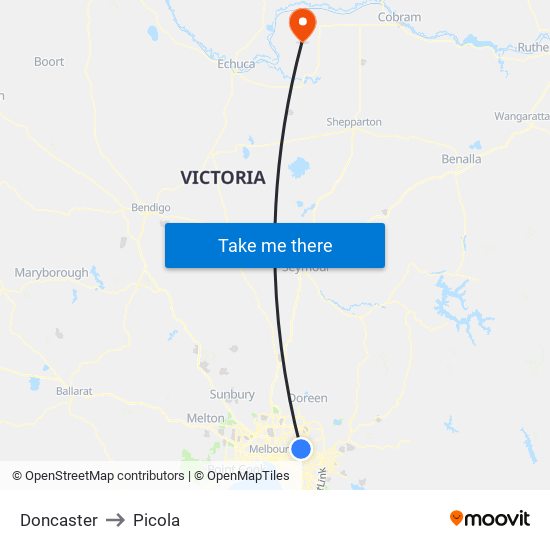 Doncaster to Picola map