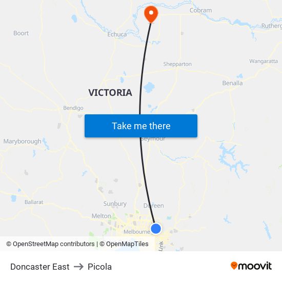 Doncaster East to Picola map