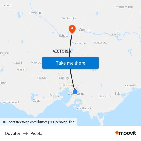 Doveton to Picola map