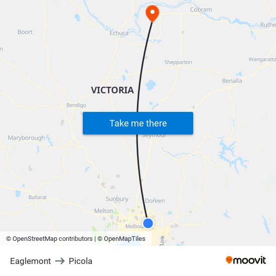 Eaglemont to Picola map