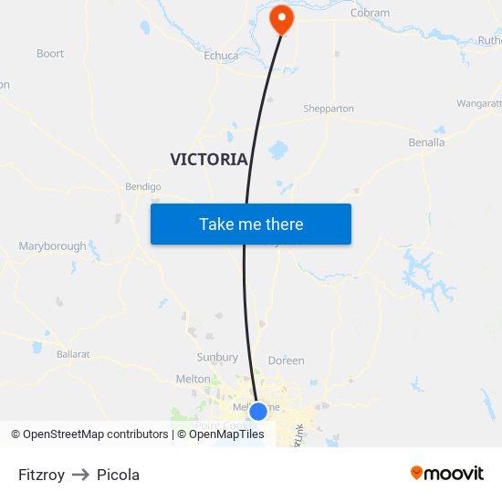 Fitzroy to Picola map