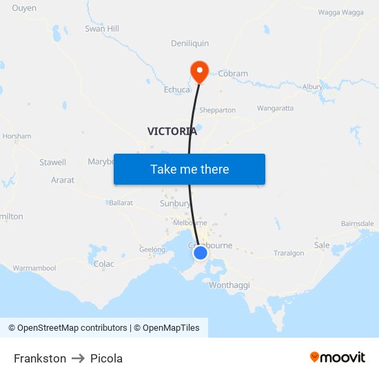 Frankston to Picola map