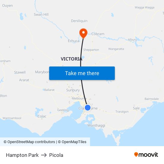 Hampton Park to Picola map